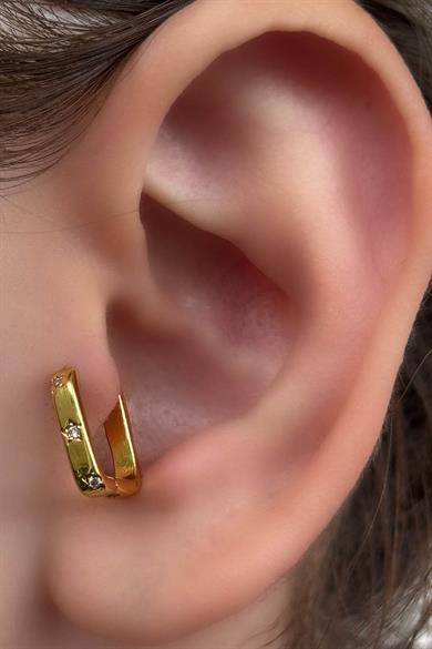 Altın Renk Taş Detaylı Tragus/Kıkırdak Küpe/Piercing (Tek)