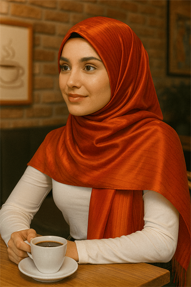Turuncu Renk Tafta Şal