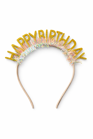 Sarı Renk Happy Birthday Yazılı Taç