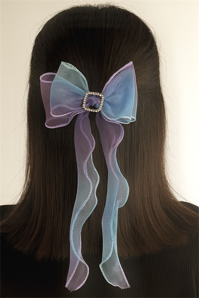 Karışık Renk Taş Detaylı Kurdele Otomat Toka