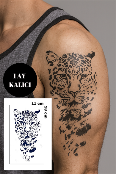 Kaplan Figürlü 12 Saat Sonra Kararan Geçici Orta Dövme Tattoo