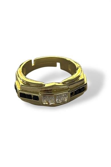 Altın Renk Taş Detaylı Ayarlanabilir Yüzük