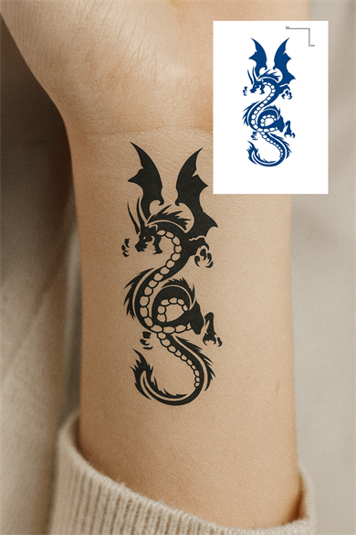 Ejderha 12 Saat Sonra Kararan Geçici Mini Dövme Tattoo