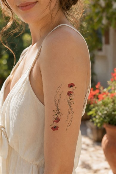 Gül ve El Geçici Dövme Tattoo