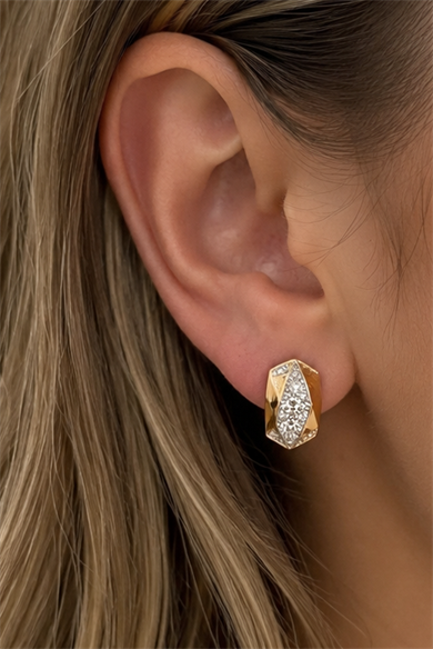 Rose Gold Renk Taşlı Xuping Küpe (Çift)