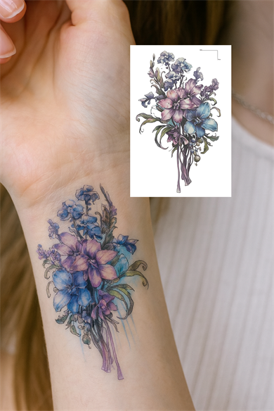 Çiçek Figürlü Mini Dövme Tattoo