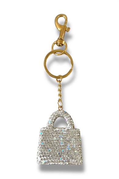 Altın Renk Çanta Figürlü Taş Detaylı Çanta Charm/ Anahtarlık