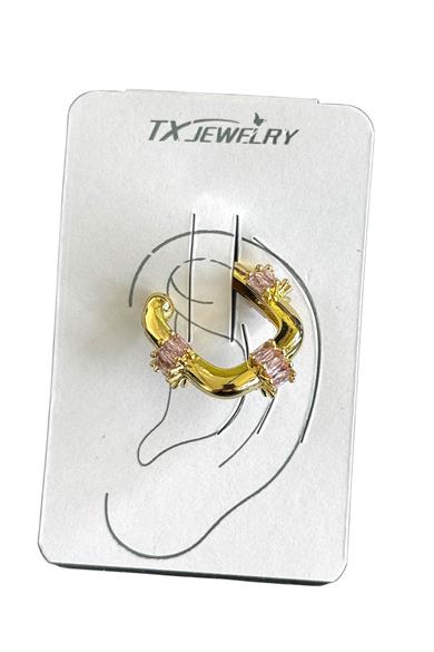 Altın Renk Taş Detaylı 14K Altın Kaplama TX Ear Cuff (Tek)