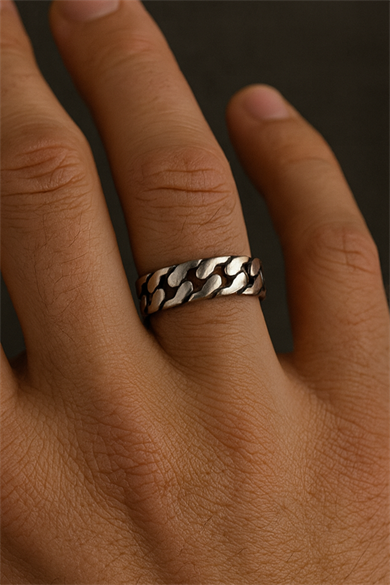 Gümüş Renk Ayarlanabilir Çelik Erkek Yüzük