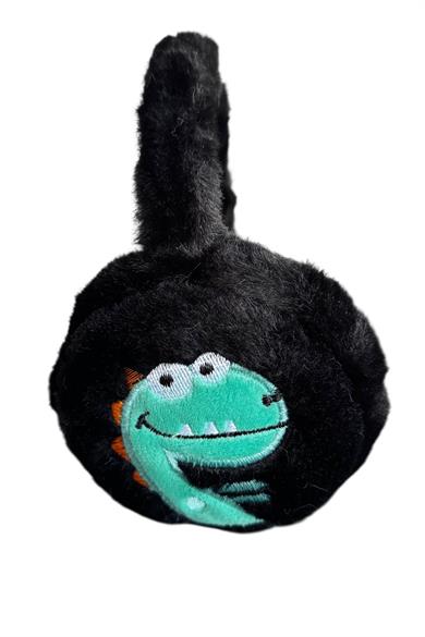 Siyah Renk Dinazor Figürlü Peluş Erkek Çocuk Kulaklık