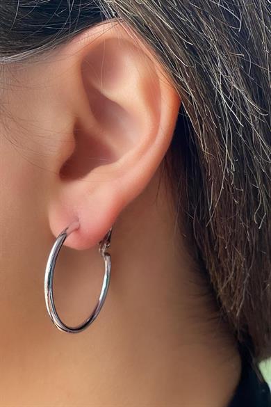 Gümüş Renk Halka Küpe 25MM (Çift)