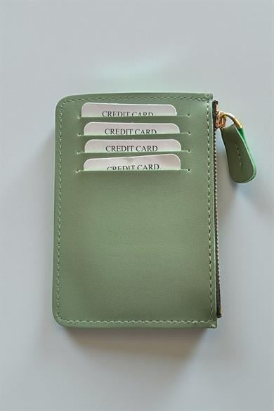Yeşil Renk Deri Kadın Cüzdan/ Kartlık
