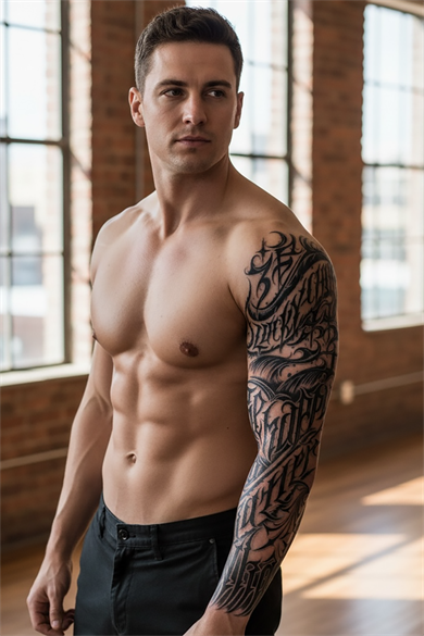 Yazı Detaylı Figürlü 12 Saat Sonra Kararan Geçici Kol Dövme Tattoo