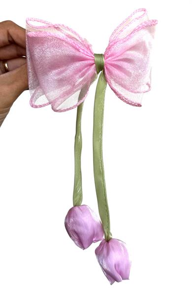 Pembe Renk Lale Figürlü Otomat Toka