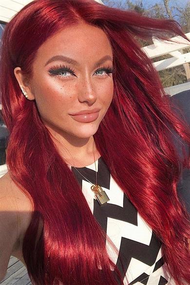 Isıya Dayanıklı Yarımay Çıt Çıt Saç - 39# - Şarap Kızıl - Dalgalı - 60 Cm - 110 Gr ( Sevil )