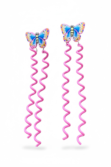 2li Pembe Renk Kelebek Figürlü Çocuk Yan Toka