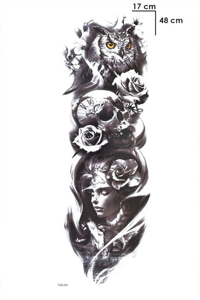 Baykuş ve Kız Kol Geçici Dövme Tattoo