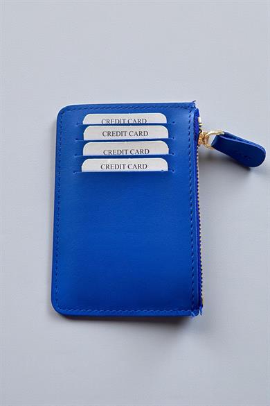 Mavi Renk Deri Kadın Cüzdan/ Kartlık