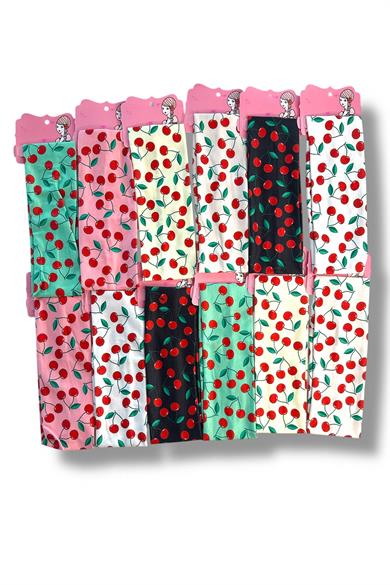 12li Karışık Renk Kiraz Desenli Saç Bandı