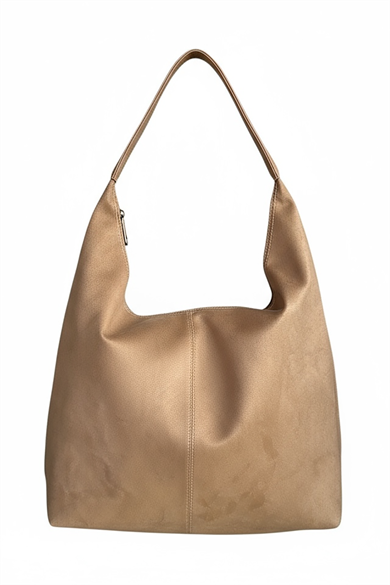 Açık Kahve Renk Büyük Boy Süet Kadın Çanta