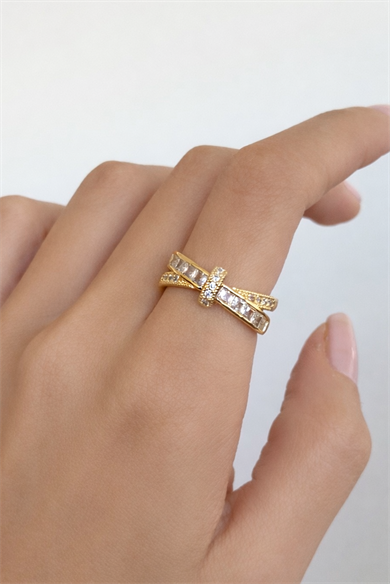 Altın Renk Taşlı Ayarlanabilir Yüzük