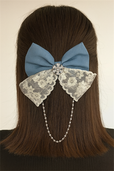 Mavi Renk Kurdele Figürlü Otomat Toka