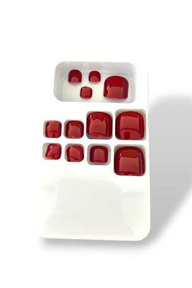 12li Bordo Renk Ayak Takma Tırnak Set (Yapıştırıcılı)