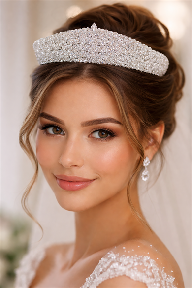 Zirkon Taşlı Gelin/Kına/Nişan/Söz Tasarım Taç