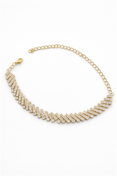 Altın Renk Taş Detaylı Tasarım Halhal