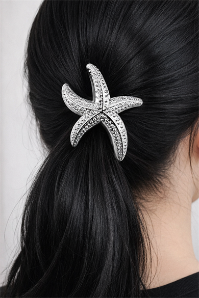 Gümüş Renk Deniz Yıldızı Figürlü Metal Lastik Toka