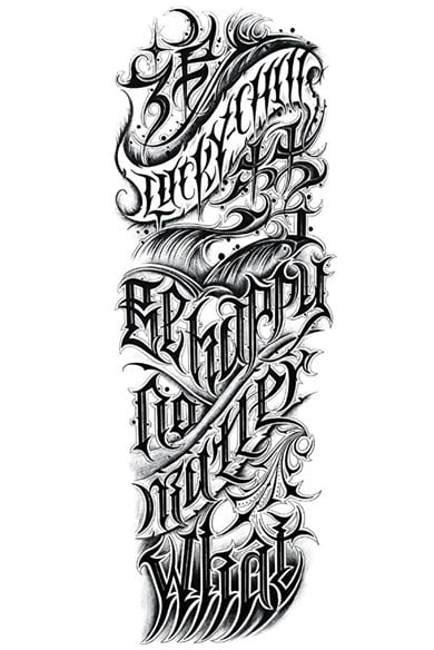 Yazılı Kol Dövme Geçici Tattoo