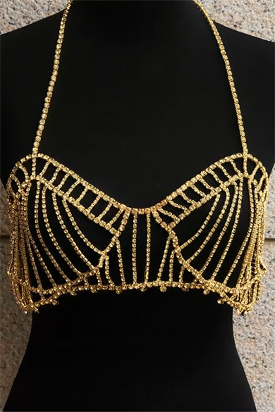 Altın Renk Taşlı Bralet Vücut Aksesuarı