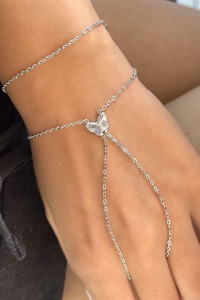 Gümüş Renk Kelebek Figürlü Şahmeran