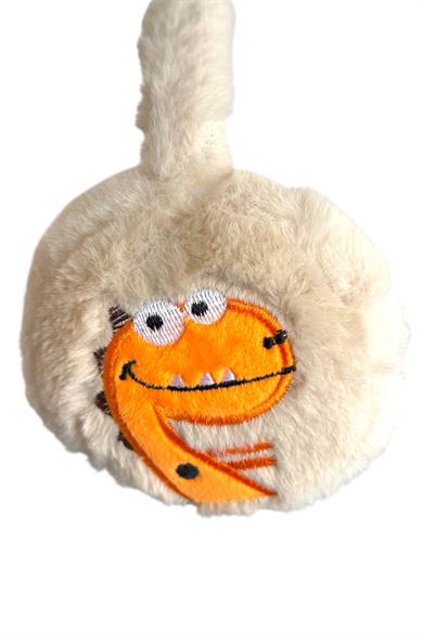 Krem Renk Dinazor Figürlü Peluş Erkek Çocuk Kulaklık