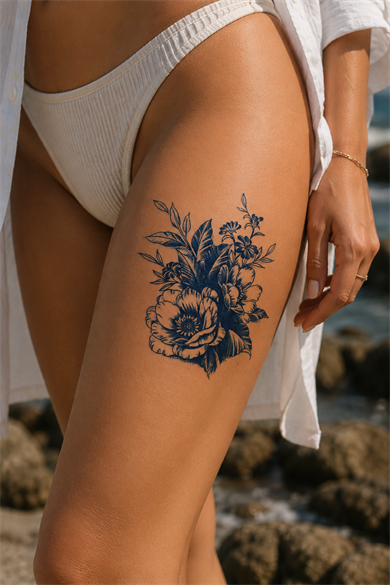 Çiçek Sonradan Kararan Yarı Kalıcı Geçici Dövme Tattoo