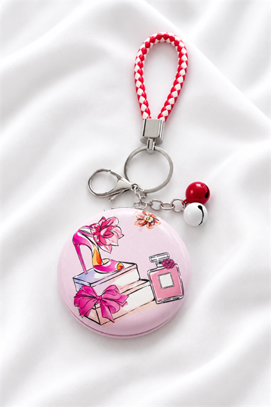 Pembe Renk Cep Aynası/Çanta Charm
