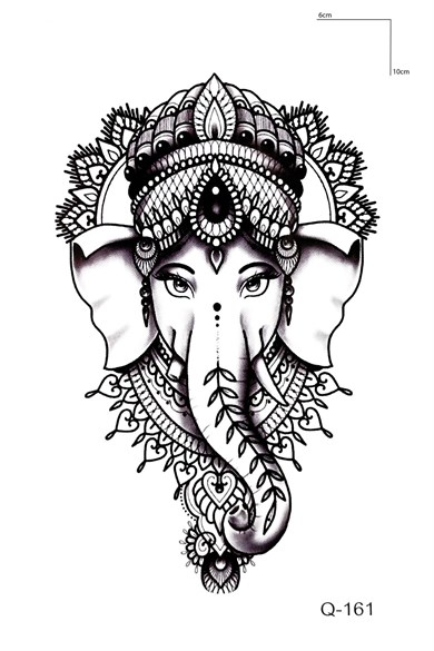 Hindu Tanrısı Fil Mini Geçici Dövme Tattoo