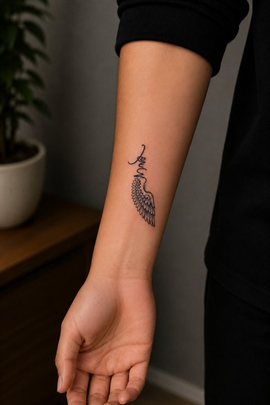 Yazılı Kanat Mini Geçici Dövme Tattoo