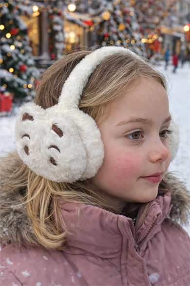 Krem Renk Ayıcık Figürlü Peluş Kulaklık