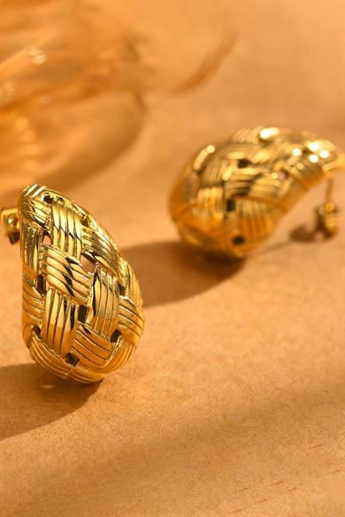 Altın Renk Bottega Çelik Küpe (Çift)