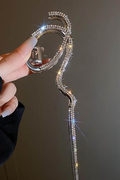 Gümüş Renk Taş Detaylı Metal Mandal Toka