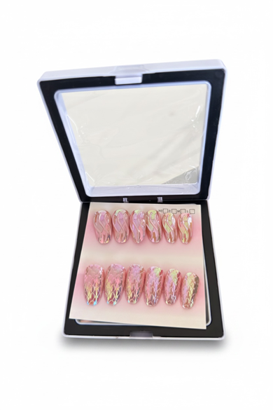 Pembe Renk 12li Takma Tırnak (Yapıştırıcılı)