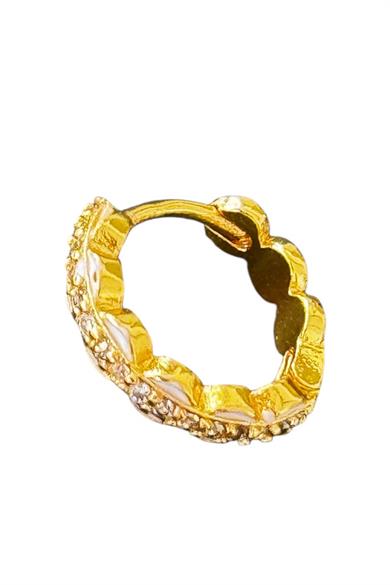 Altın Renk Taş Detaylı Halka Tragus/Kıkırdak Küpe/Piercing (Tek)