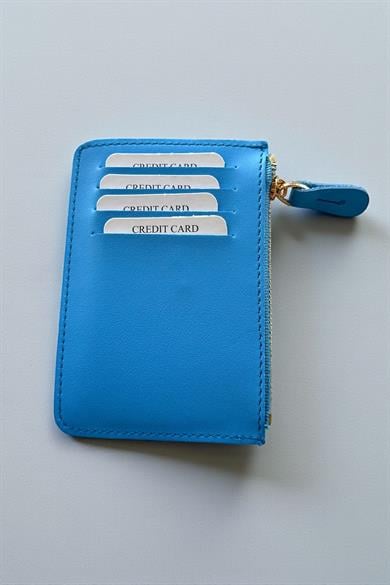 Açık Mavi Renk Deri Kadın Cüzdan/ Kartlık