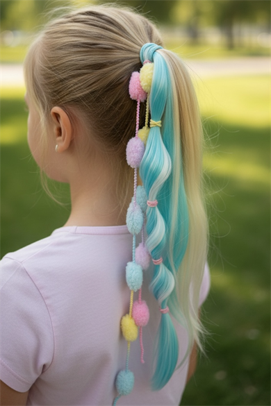 Mavi Renk Saç Detaylı Lastik Toka