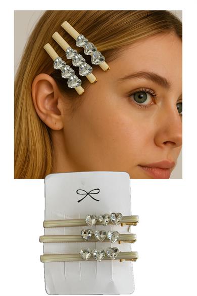 Altın Renk Taş Detaylı Üçlü Yan Toka