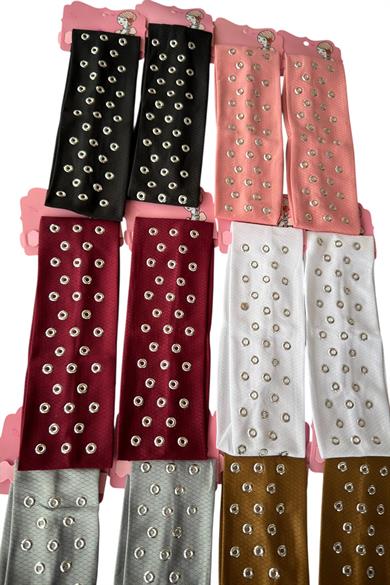 12li Karışık Renk Metal Detaylı Saç Bandı