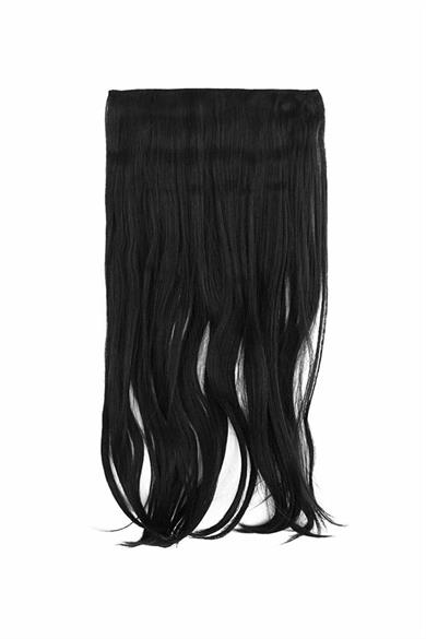 Isıya Dayanıklı Yarımay Çıt Çıt Saç - 1b - Siyah - Dalgalı - 60 Cm - 110 gr (Zeynep)