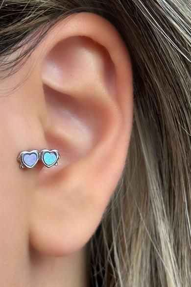 Gümüş Renk Kalp Figürlü Çelik Tragus/Kıkırdak Küpe/Piercing (Tek)