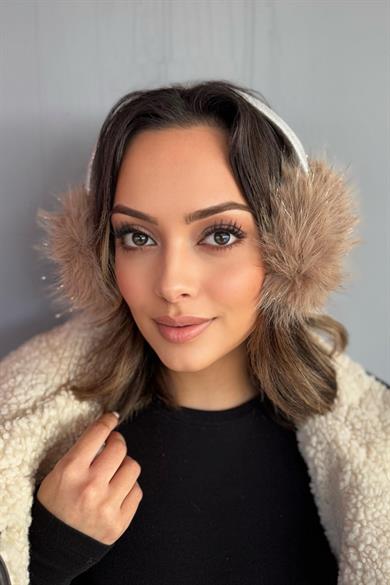 Kahve Renk Simli Peluş Kulaklık